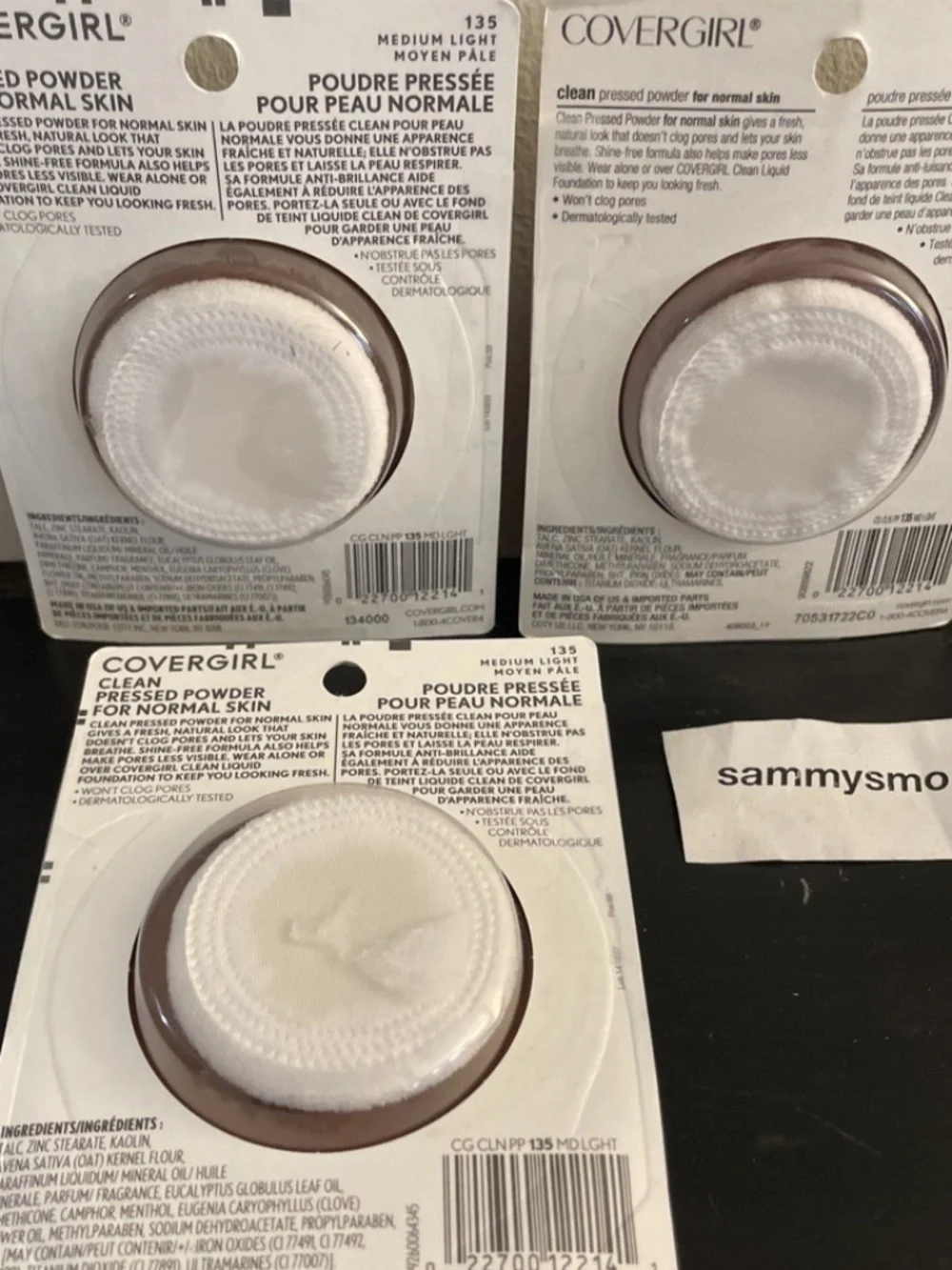 Covergirl Clean Pressed Powder 135 Medium Light, x3 with talc SEE DESCRIPTION